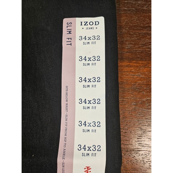 IZOD Slim Fit Jeans Mens 34x32 Jet Black NEW Ultra Softflex Sportflex IZ00JN22A - Picture 7 of 9
